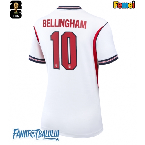 Anglia Jude Bellingham #10 Echipament de Fotbal Replică Mondial 2026 Femei Acasa Anglia Jude Bellingham #10 Echipament de Fotbal Replică Mondial 2026 Femei Acasa